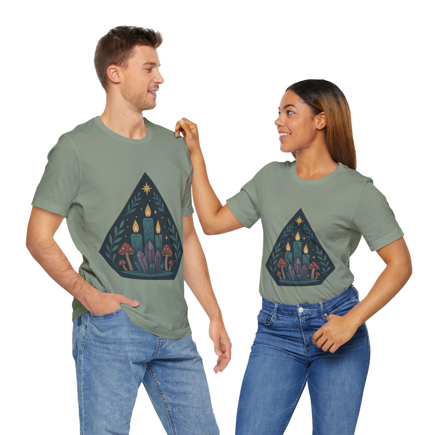 Magical Crystal and Candle Energy Unisex Graphic Shirt by Dreamdropwear