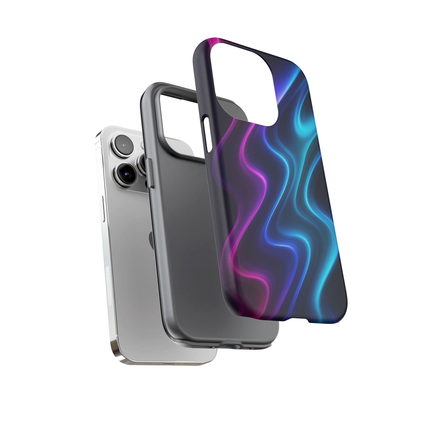 Unique Y2K Style Neon Wave Tough Phone Case by Dreamdropwear