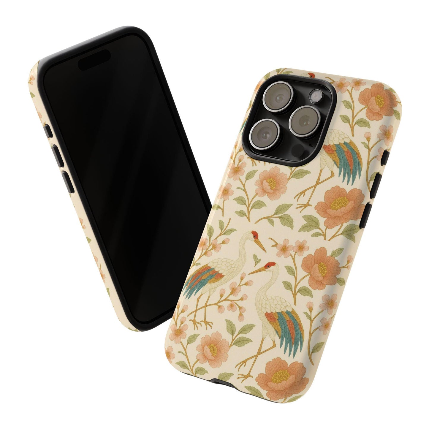 Vintage Crane Soft Bloom Floral Bird Toughn iPhone Case for Fashionistas by Dreamdropwear