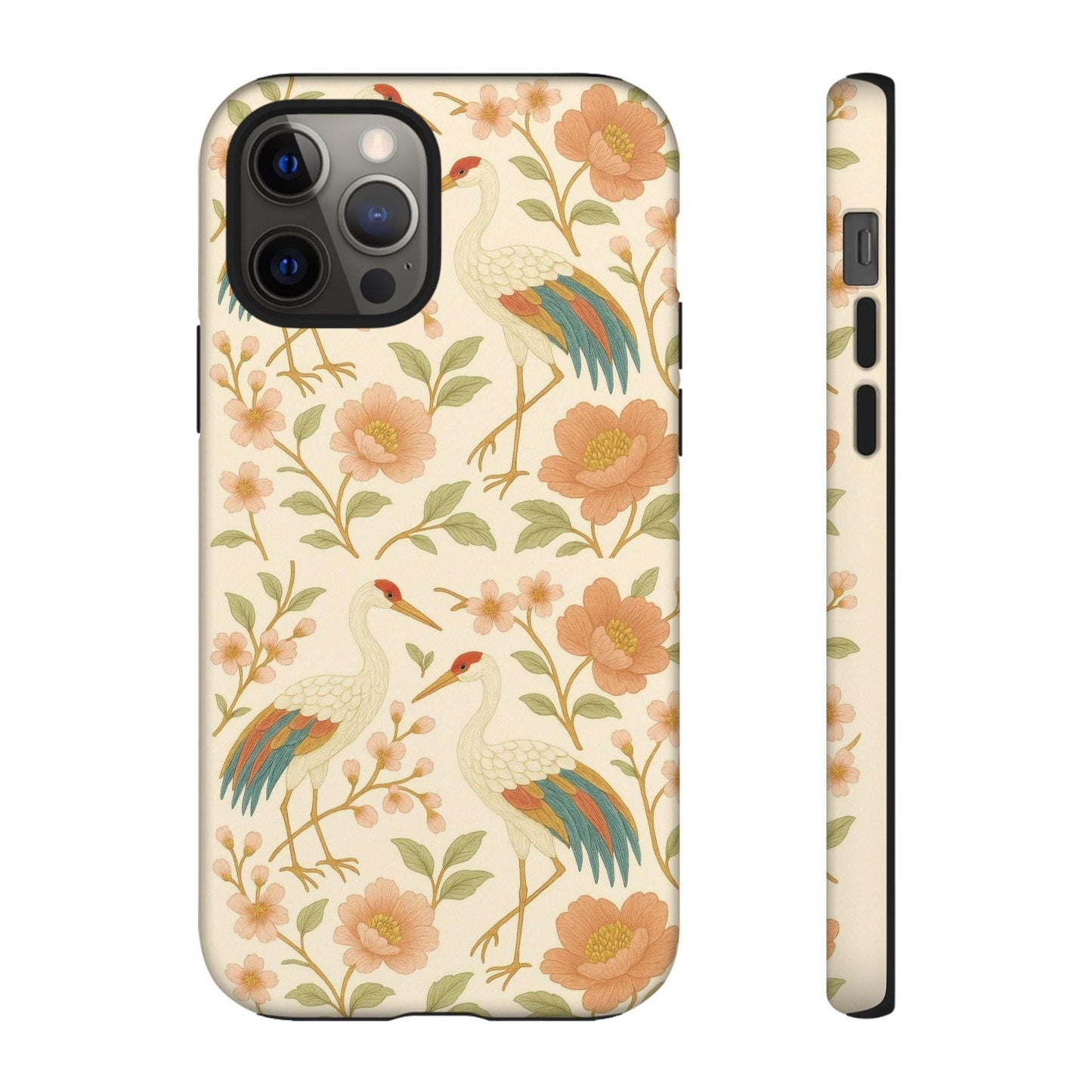 Vintage Crane Soft Bloom Floral Bird Toughn iPhone Case for Fashionistas by Dreamdropwear