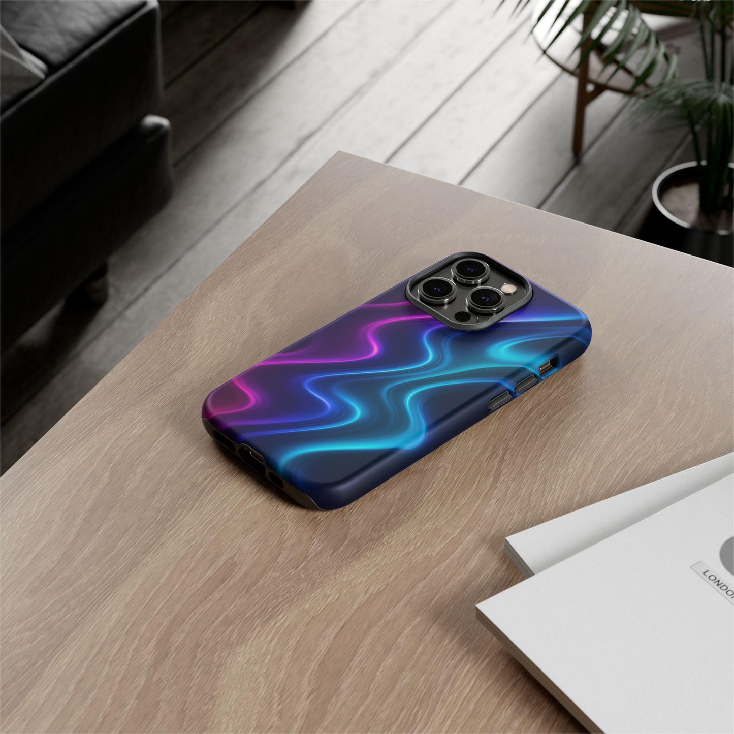 Unique Y2K Style Neon Wave Tough Phone Case by Dreamdropwear