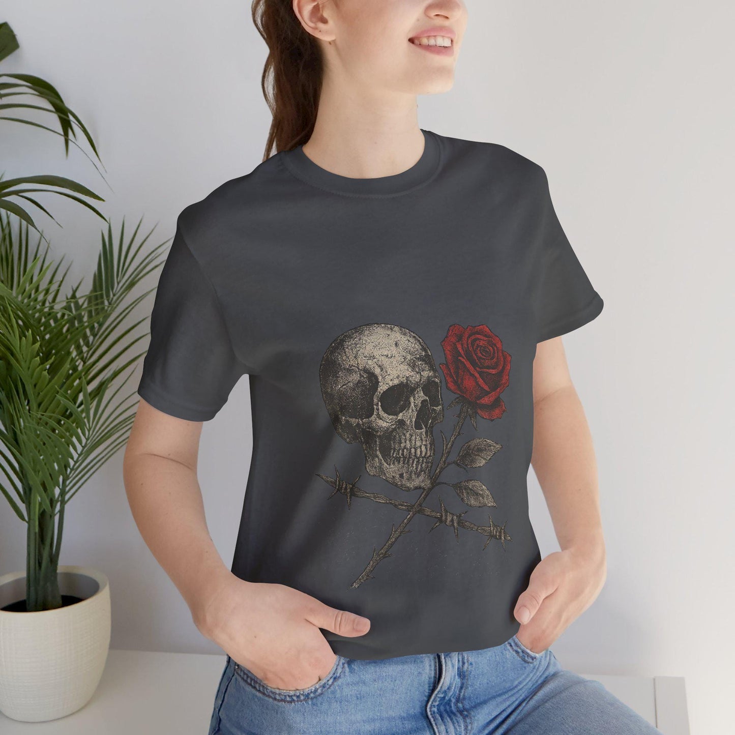 Roses and Ruin Skull Unisex Graphic T Shirt by Dreamdropwear