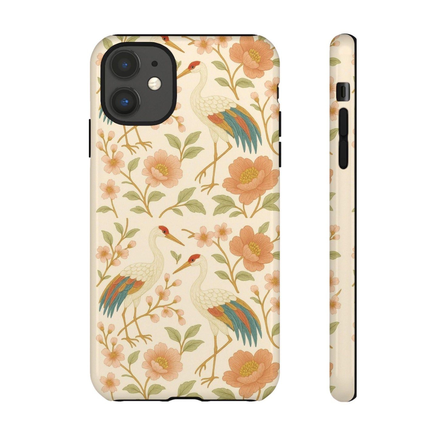 Vintage Crane Soft Bloom Floral Bird Toughn iPhone Case for Fashionistas by Dreamdropwear