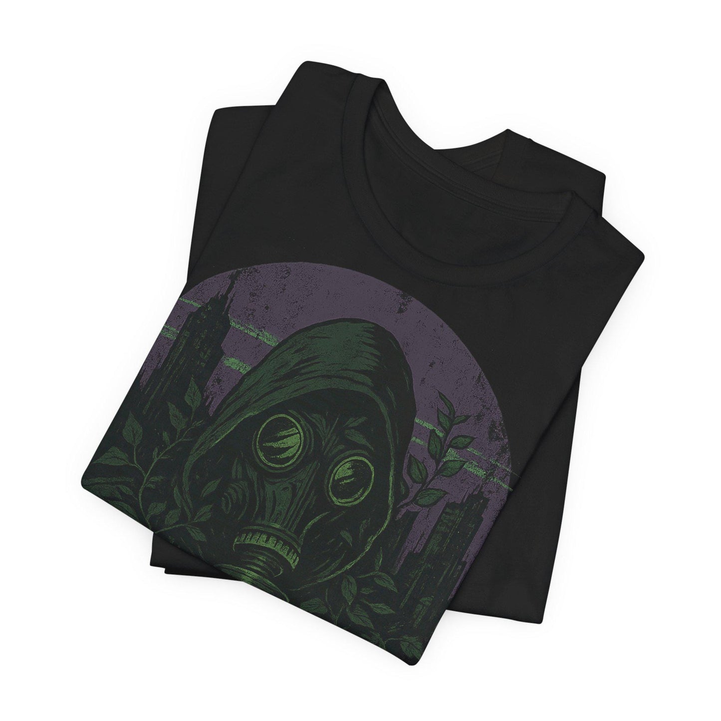 Edgy Urban Unisex Graphic Tee: Concrete Rose Gas Mask Shirt by Dreamdropwear