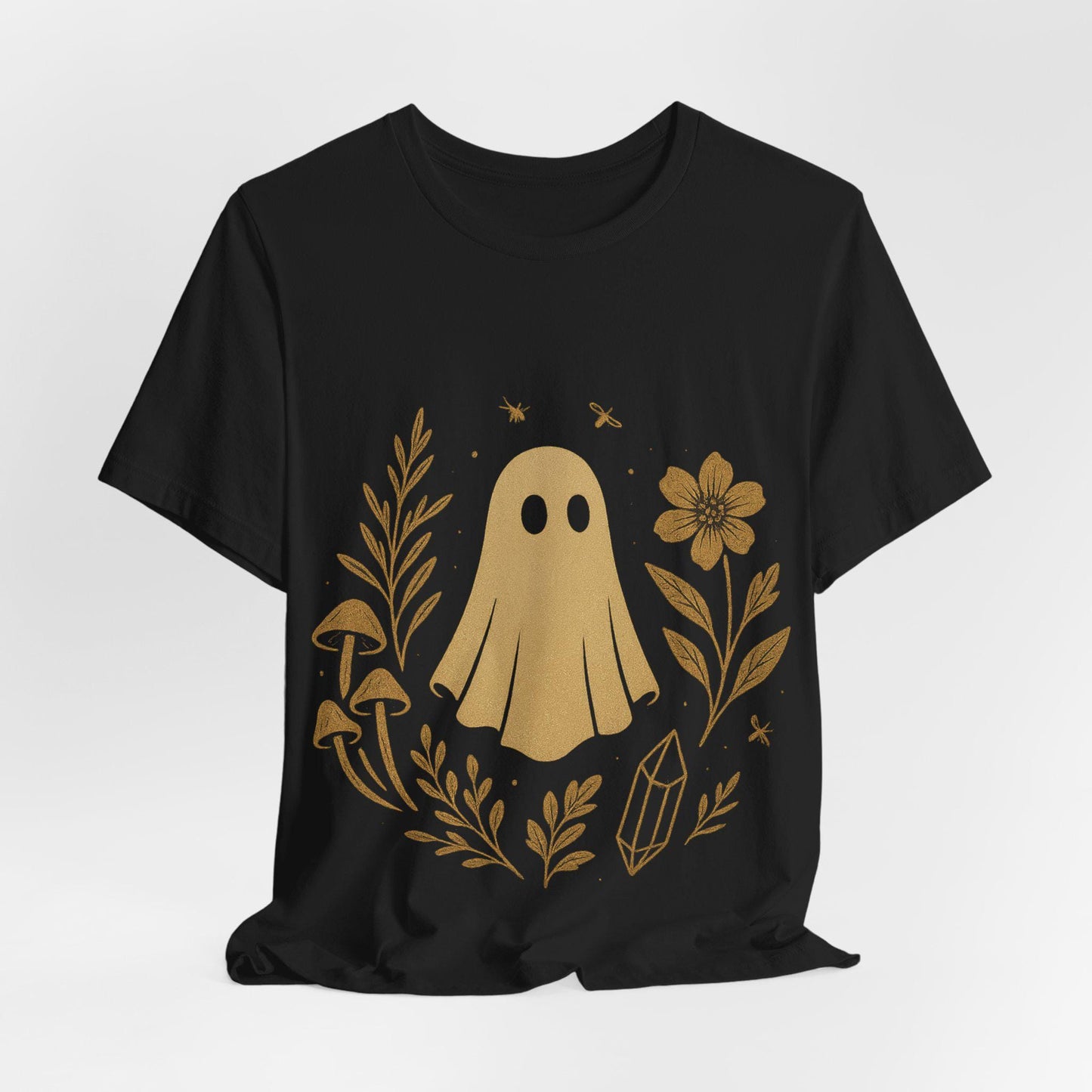 Whimsical Ghost in the Garden Witchy Boho Unisex Graphic T Shirt -Halloween by Dreamdropwear