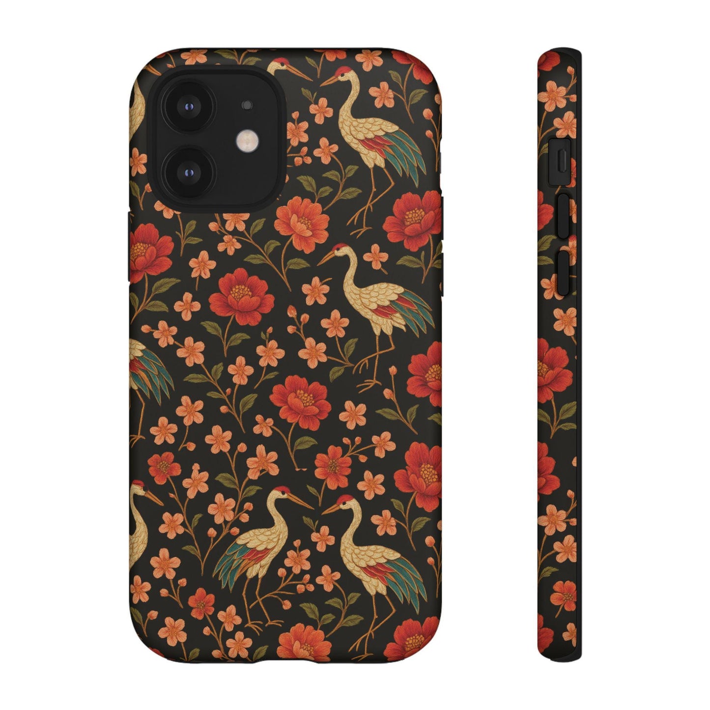 Vintage Floral Crane Blossom Phone Case: Design, Impact Resistant by Dreamdropwear