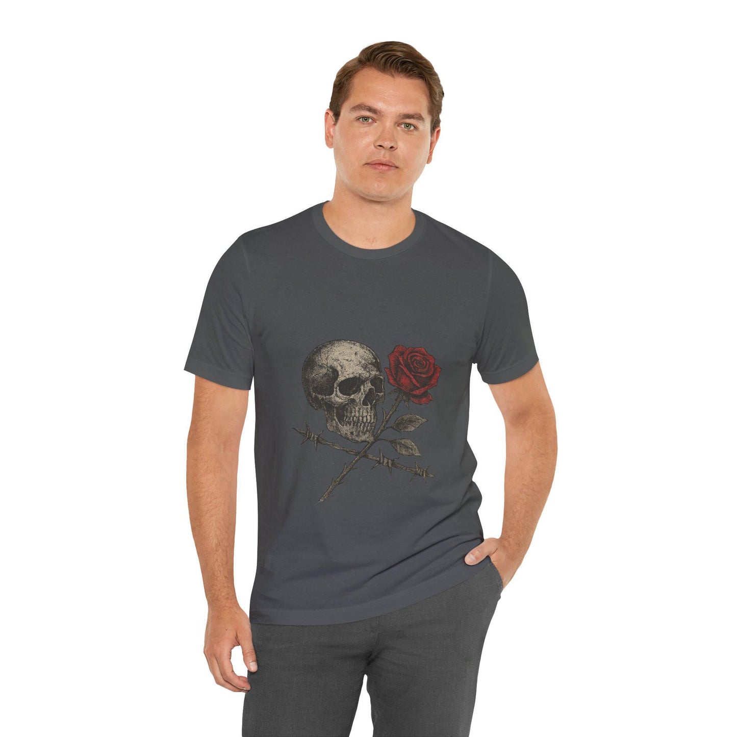 Roses and Ruin Skull Unisex Graphic T Shirt by Dreamdropwear