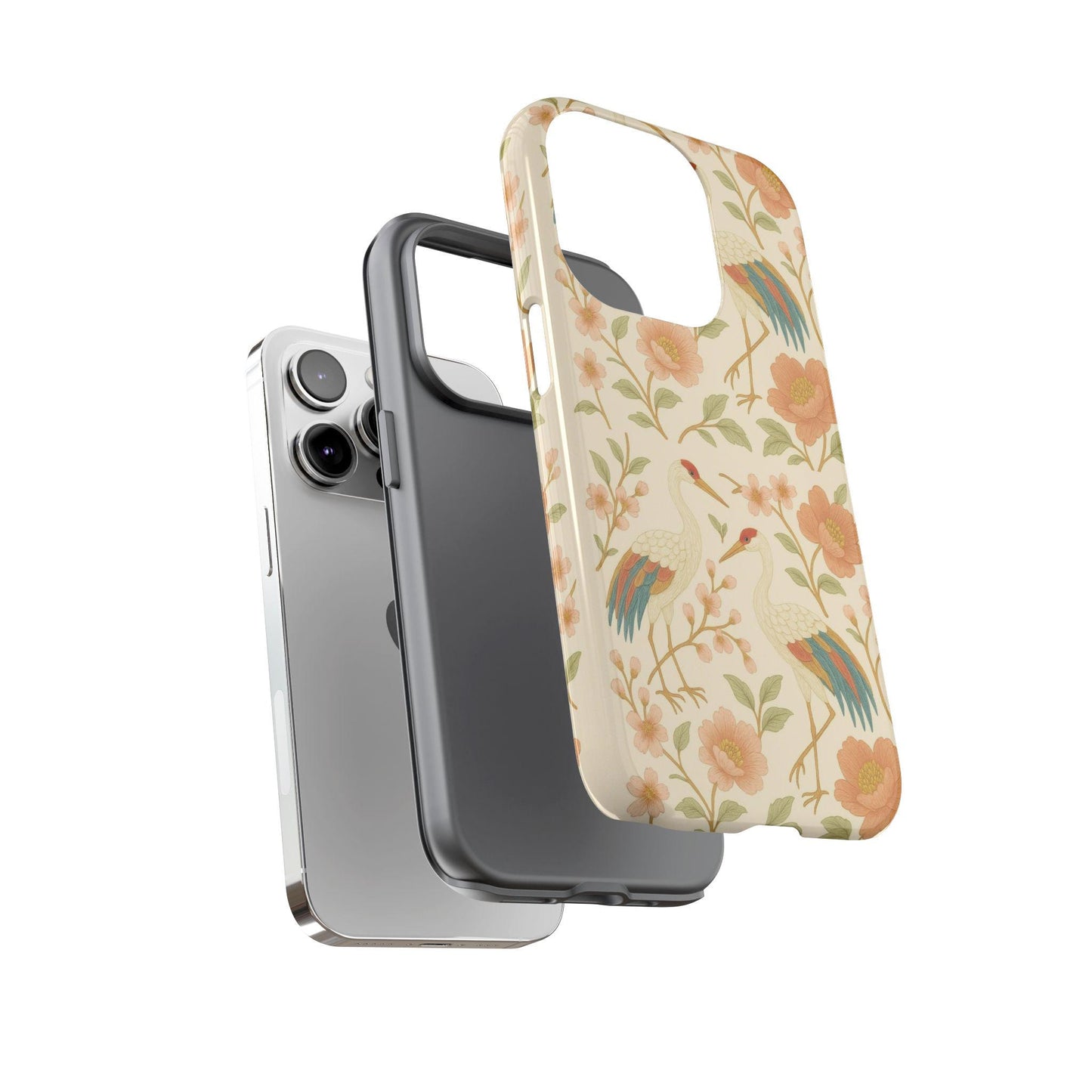 Vintage Crane Soft Bloom Floral Bird Toughn iPhone Case for Fashionistas by Dreamdropwear
