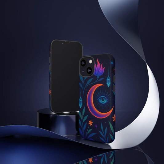 Mystical Phone Case-Crystal Watcher Design -Dreamdropwear-Bohemian Phone Cover, Celestial Accessories for Astrology Lovers