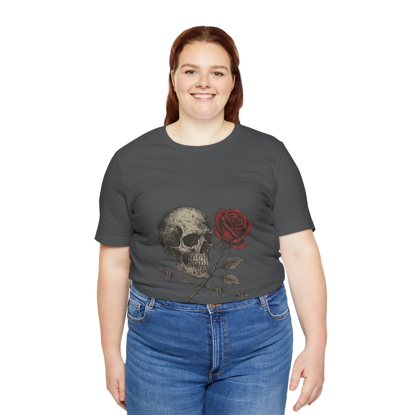 Roses and Ruin Skull Unisex Graphic T Shirt by Dreamdropwear