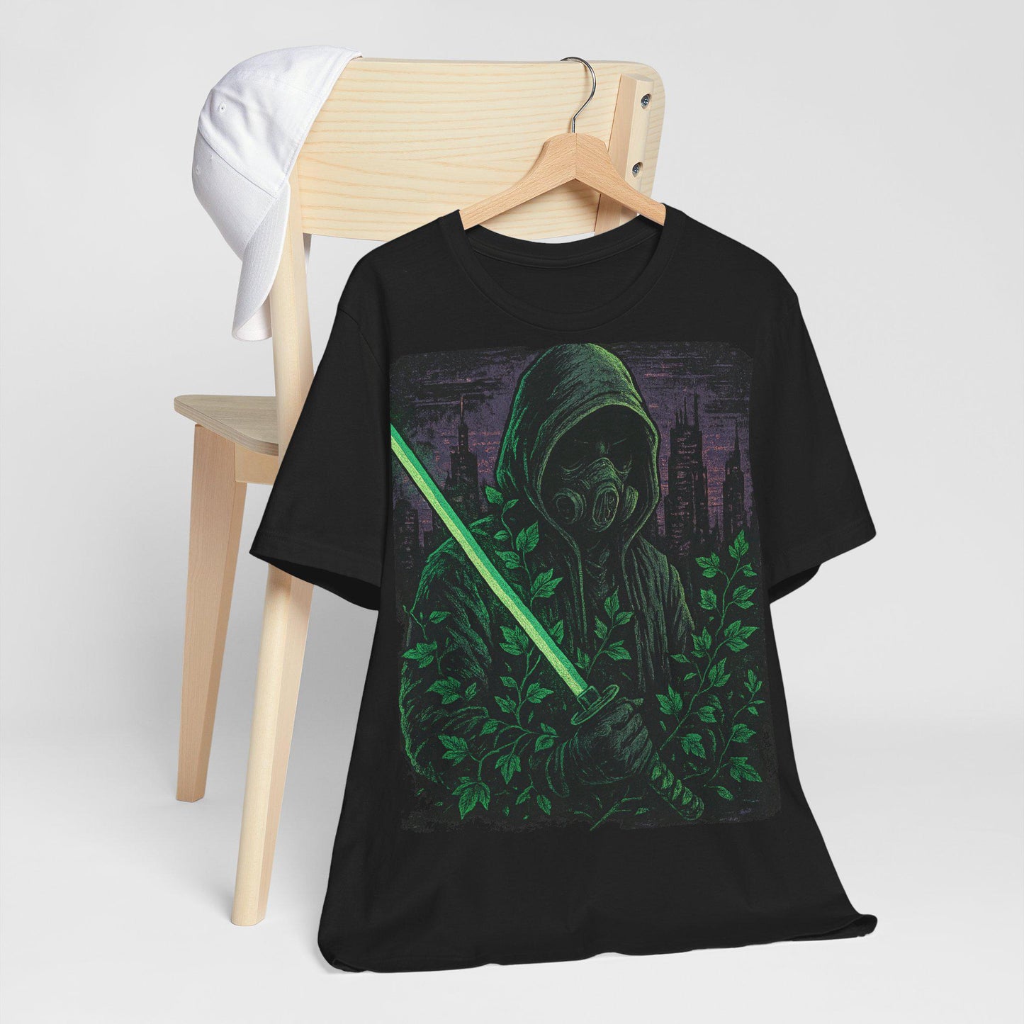 Cyberpunk Unisex Graphic T Shirt-Samurai Sword-Futuristic Streetwear-Dreamdropwear