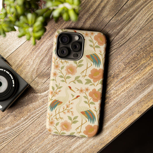 Vintage Crane Soft Bloom Floral Bird Toughn iPhone Case for Fashionistas by Dreamdropwear