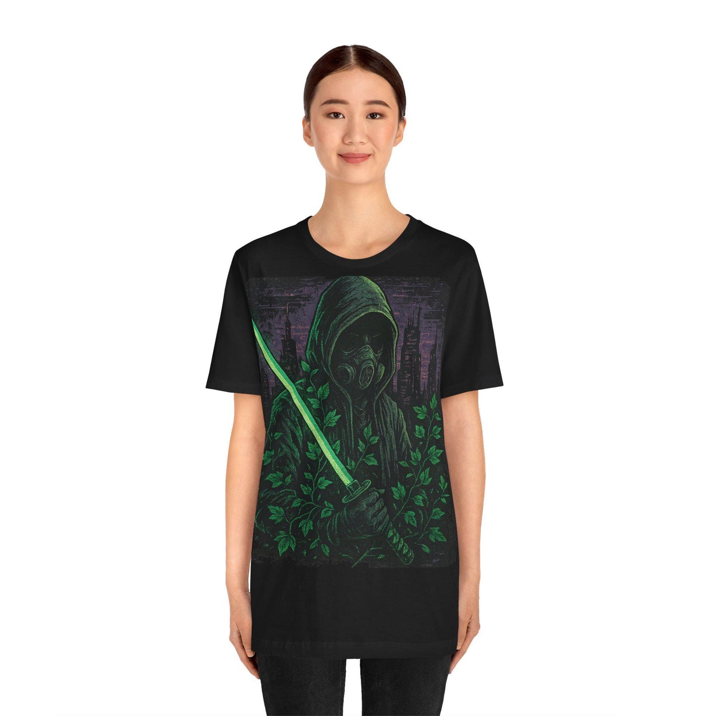 Cyberpunk Unisex Graphic T Shirt-Samurai Sword-Futuristic Streetwear-Dreamdropwear