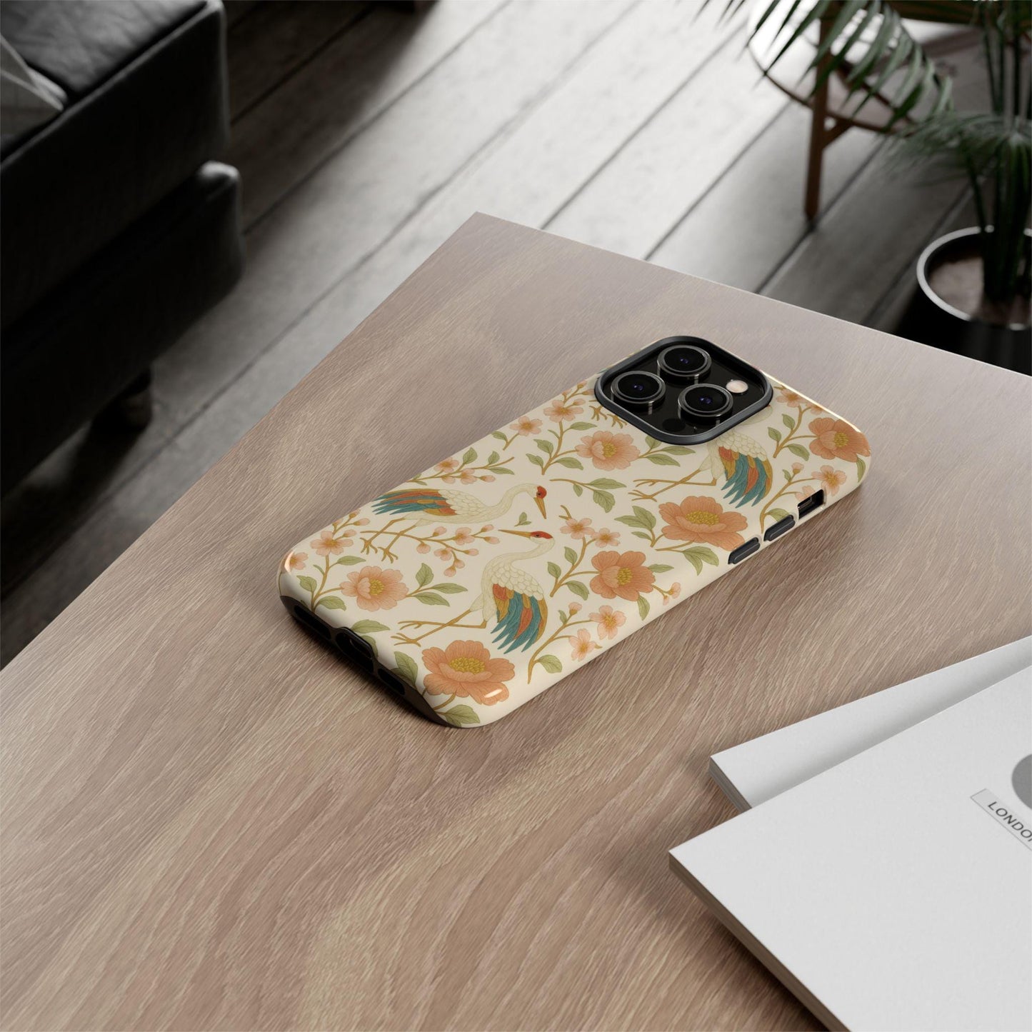 Vintage Crane Soft Bloom Floral Bird Toughn iPhone Case for Fashionistas by Dreamdropwear