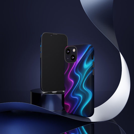 Unique Y2K Style Neon Wave Tough Phone Case by Dreamdropwear
