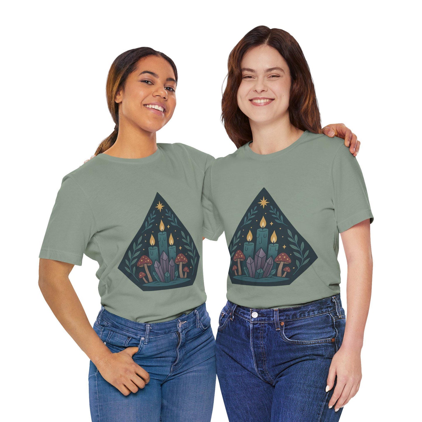 Magical Crystal and Candle Energy Unisex Graphic Shirt by  Dreamdropwear