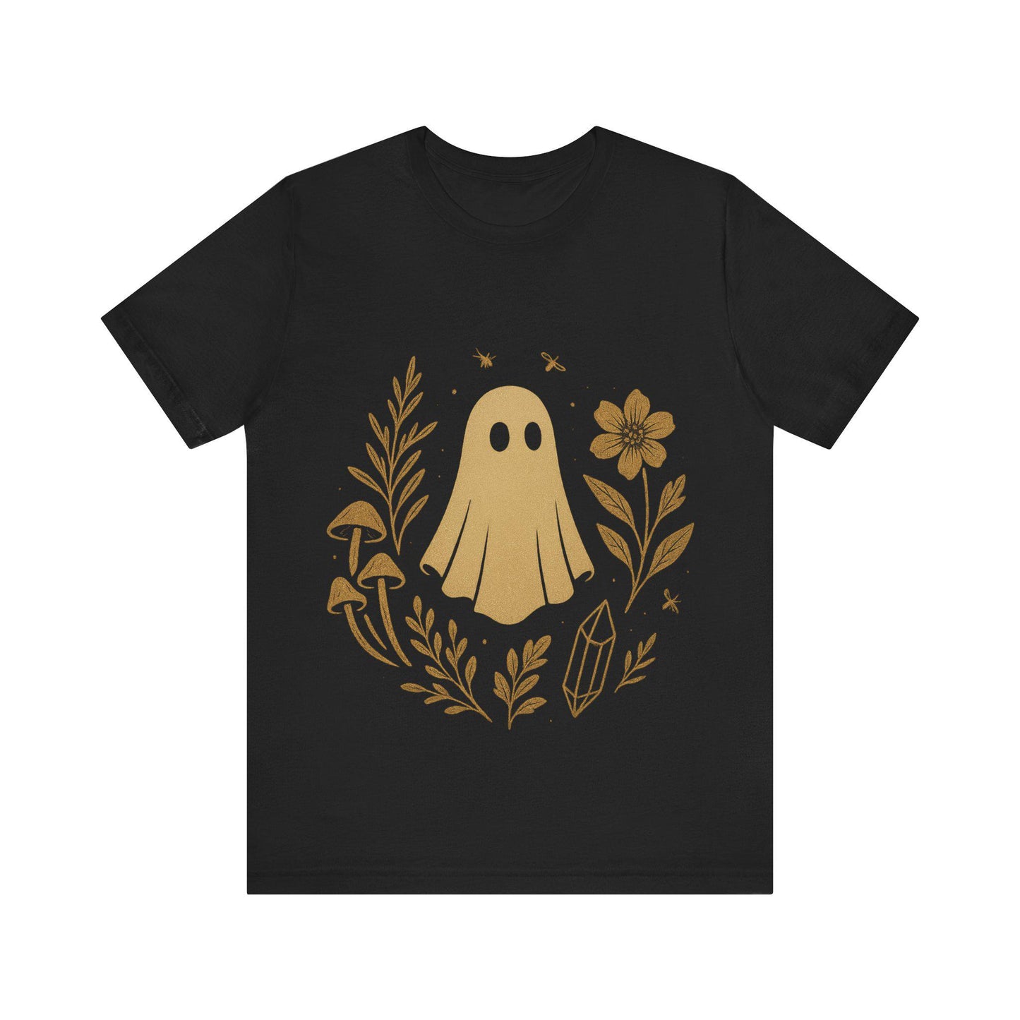 Whimsical Ghost  in the Garden Witchy Boho Unisex Graphic  T Shirt -Halloween by Dreamdropwear