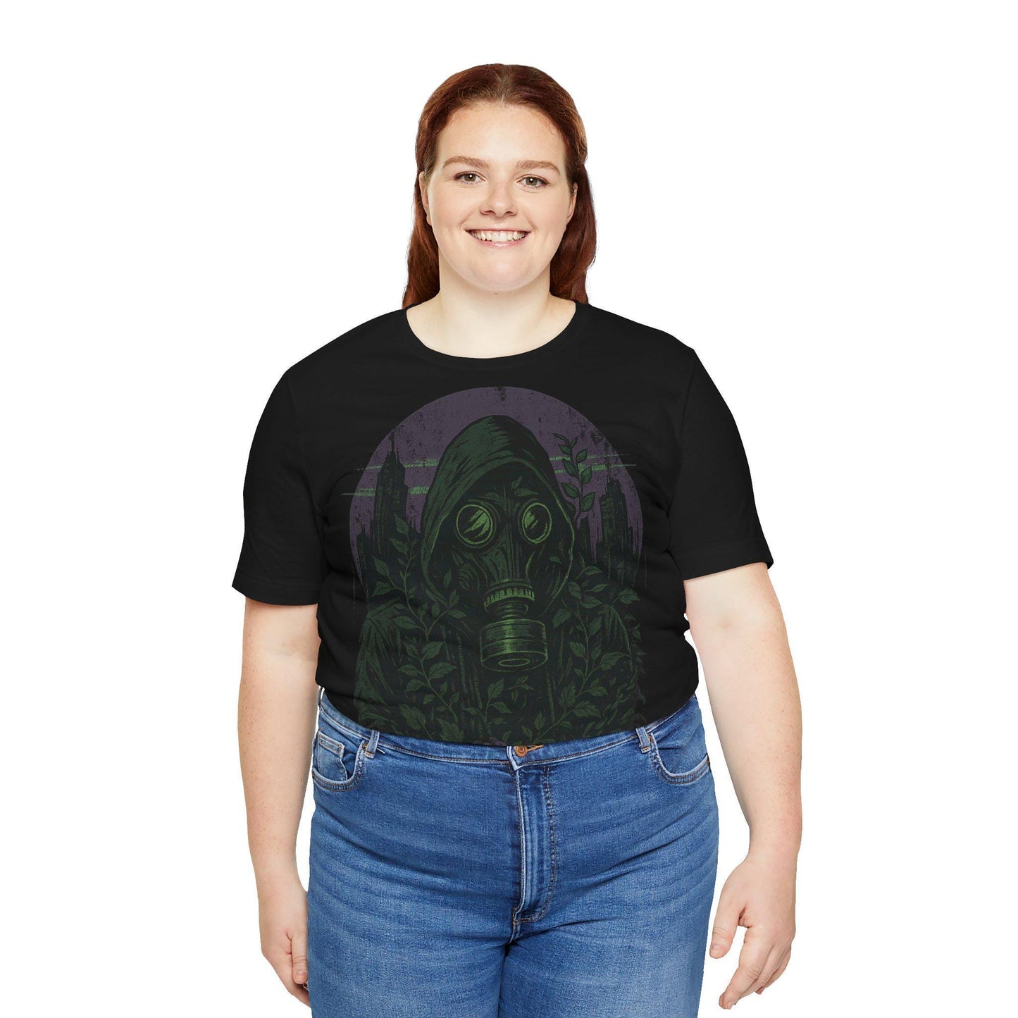 Edgy Urban Unisex Graphic Tee: Concrete Rose Gas Mask Shirt by Dreamdropwear
