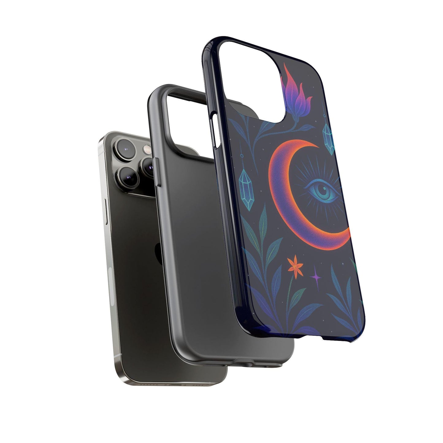 Mystical Phone Case-Crystal Watcher Design -Dreamdropwear-Bohemian Phone Cover, Celestial Accessories for Astrology Lovers