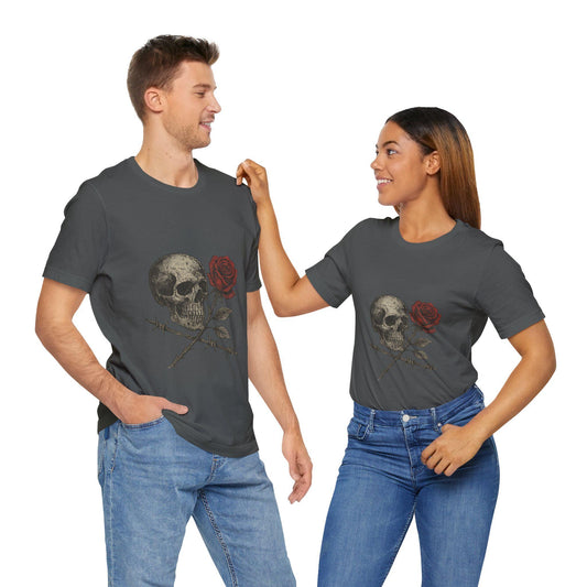 Roses and Ruin Skull Unisex Graphic T Shirt by Dreamdropwear