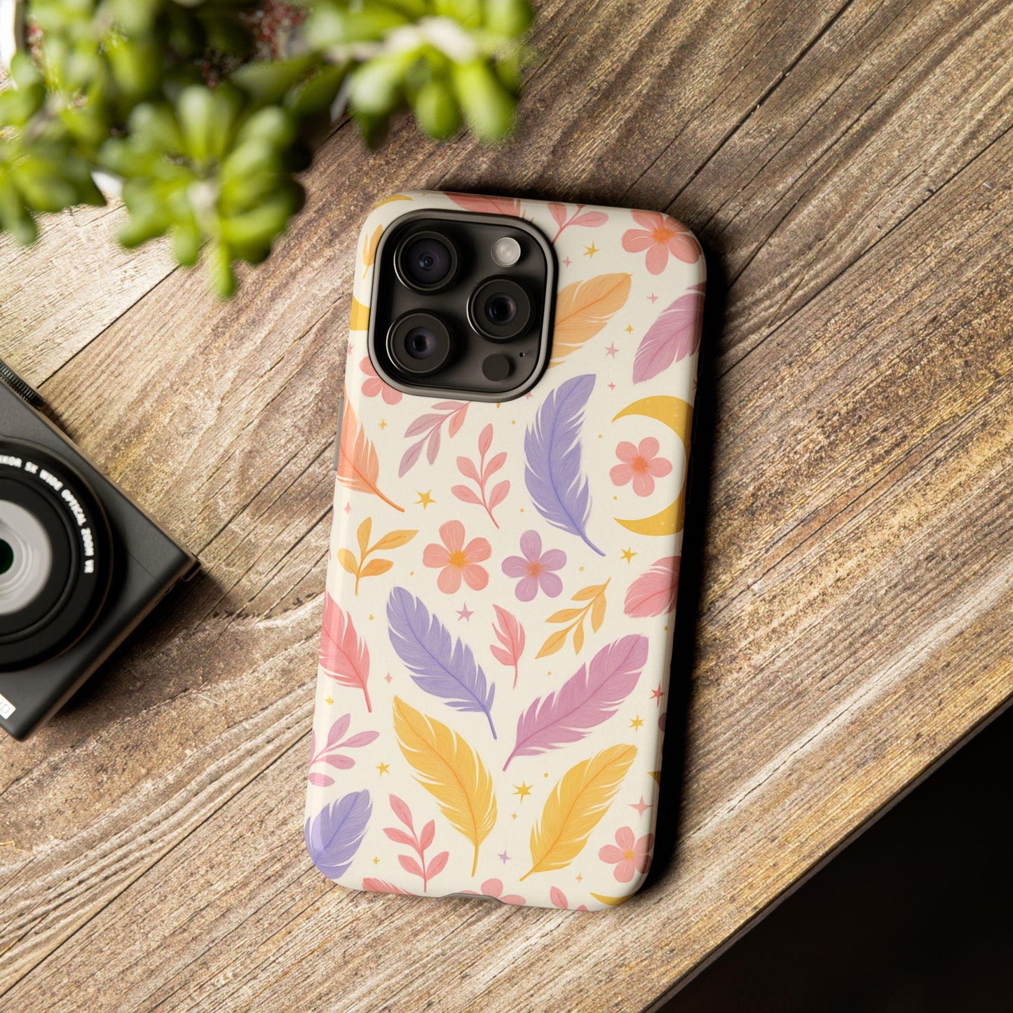 Colourful Feathers Celestial Plume – Colourful Feather Phone Case by Dreamdropwear