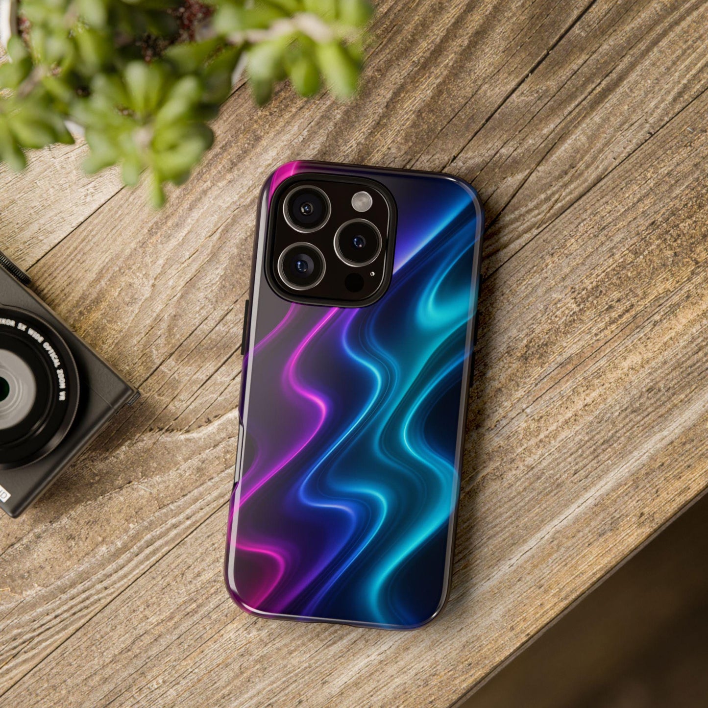Unique Y2K Style Neon Wave Tough Phone Case by Dreamdropwear
