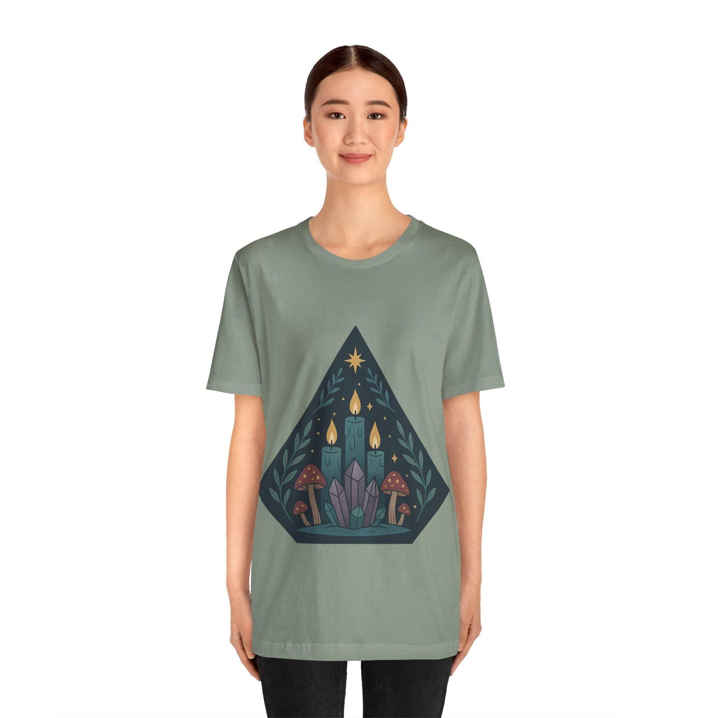 Magical Crystal and Candle Energy Unisex Graphic Shirt by  Dreamdropwear