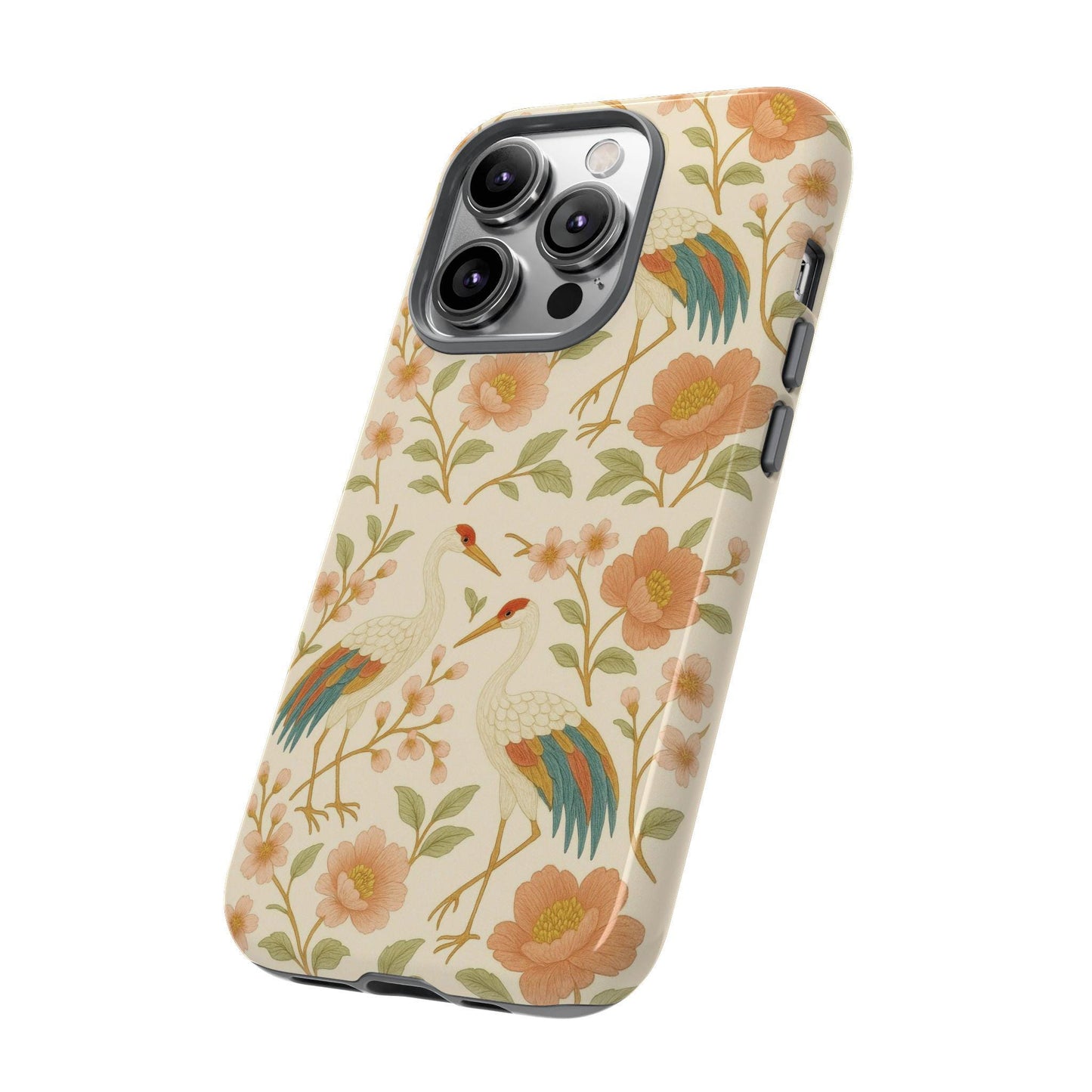 Vintage Crane Soft Bloom Floral Bird Toughn iPhone Case for Fashionistas by Dreamdropwear